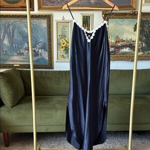 Vintage Midnight Blue Satin Chemise